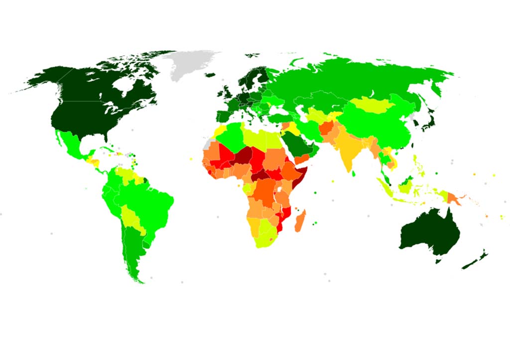 Fourth world. Life expectancy Map.